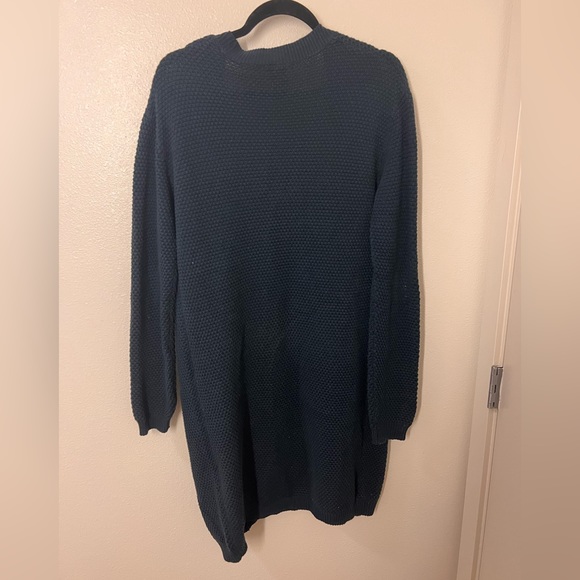 Long Navy Blue Casual Knit Dress Cardigan Simon’s Brand Size Small - Picture 2 of 3